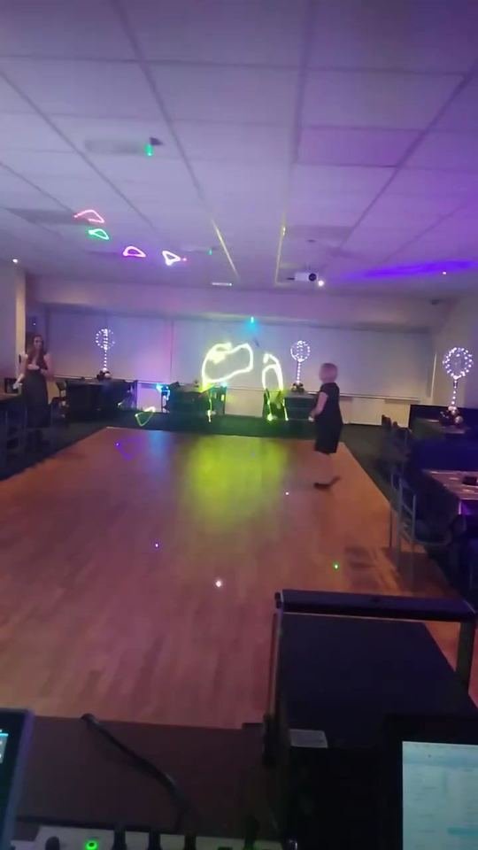 DJ setup with lights at an event